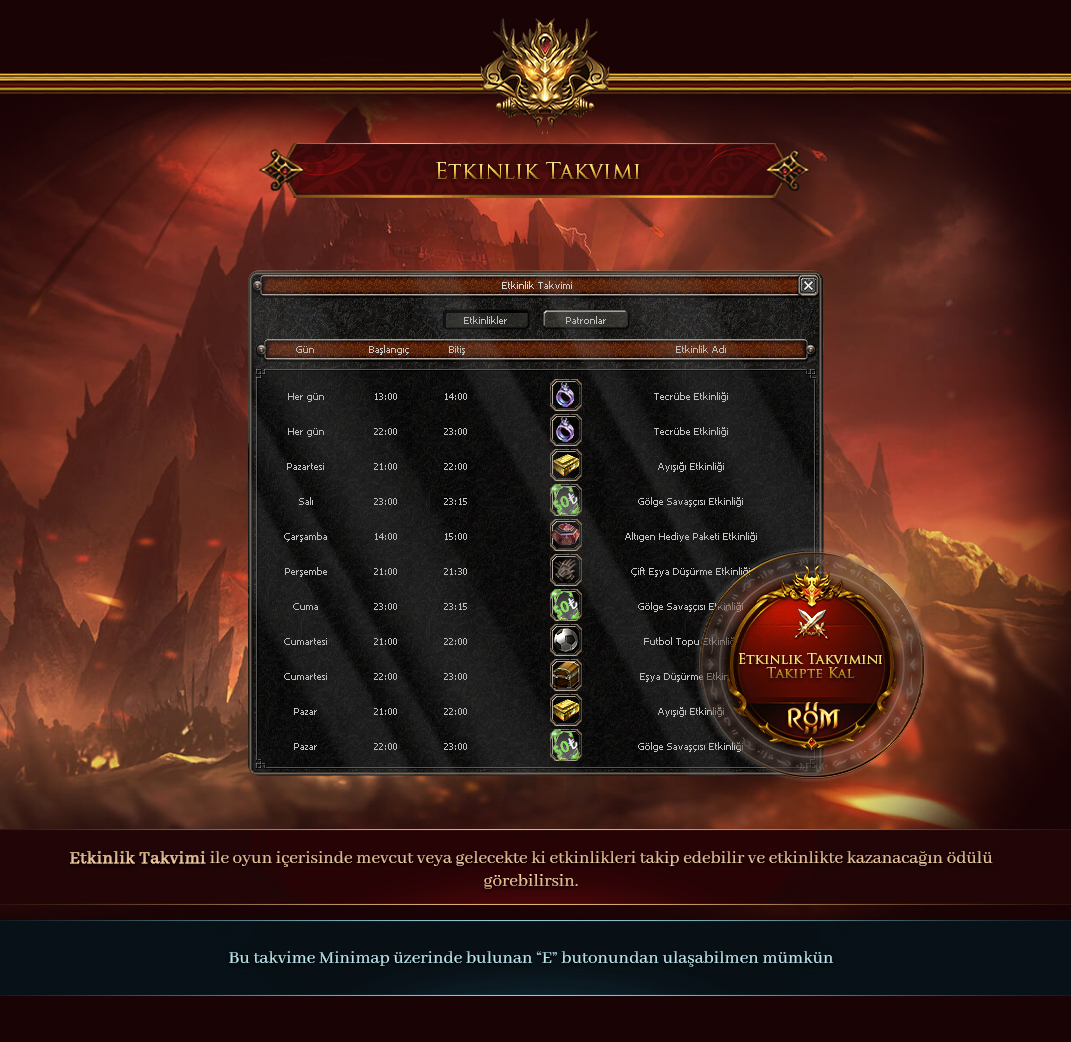 RoM2 Etkinlik Takvimi